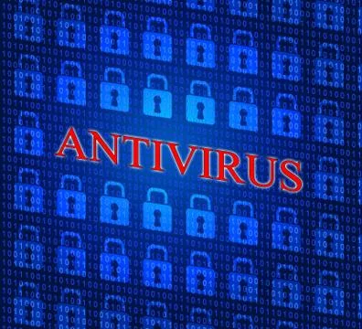 Antivirus security indicating malicious software and spyware Stock Illustration