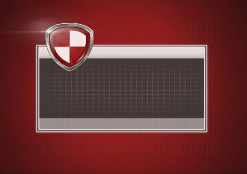 Antivirus security protection shield software box on red background Stock Illustration