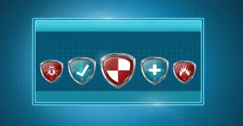 Antivirus security protection shield software box Stock Illustration