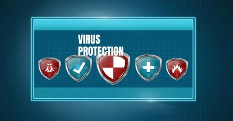 Antivirus security protection shield software Illustrazione stock