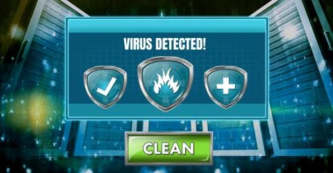 Antivirus security protection shields software with servers Stock Illustration