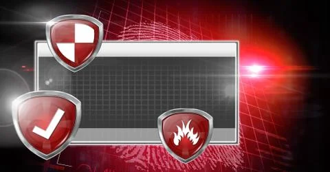 Antivirus security protection shields software with blank box Stock Illustration