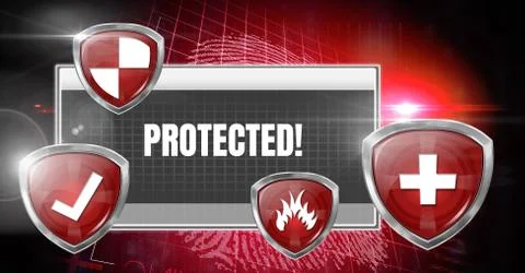 Antivirus security protection shields software Stock Illustration
