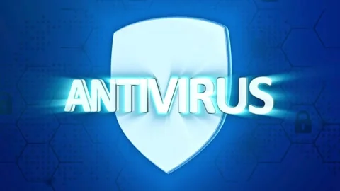 Antivirus security shield icon with glowing digital network background Stock Footage 336397801