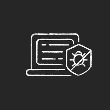 Antivirus software chalk white icon on dark background Stock Illustration