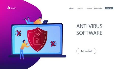 Antivirus software concept landing page. 스톡 일러스트
