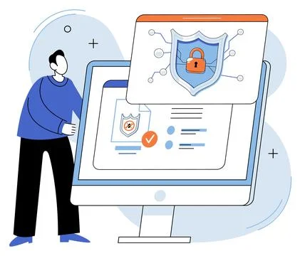 Antivirus software development metaphor. Malware, computer virus, spyware Stock Illustration