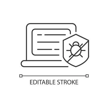 Antivirus software linear icon Stock Illustration