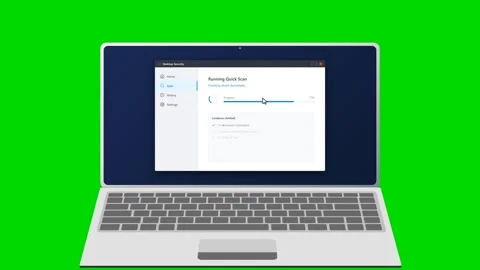 Antivirus software performing a security scan on laptop screen. 4K Stock Footage 341693918