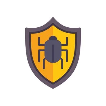 Antivirus software protecting from computer virus or bug with shield icon 스톡 일러스트
