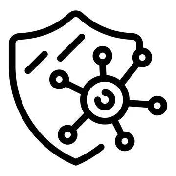 Antivirus software protecting from virus using shield icon Illustrazione stock