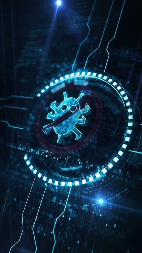 Antivirus symbol digital concept vertical loop Stock Footage 310178212