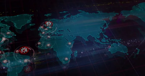Antivirus symbol on world map Stock Footage 310210241