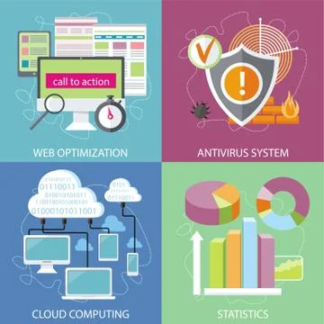Antivirus system, cloud computing, statistics Stock Illustration