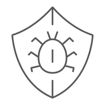 Antivirus thin line icon, security and protection Stock Illustration