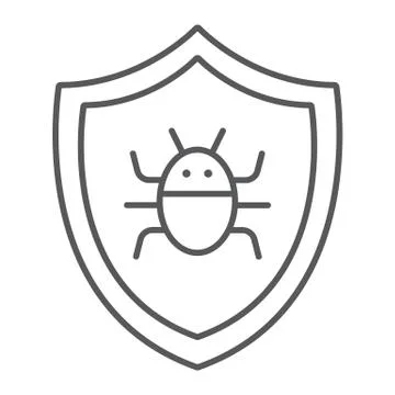 Antivirus thin line icon, technology and protection, software firewall sign Stock Illustration