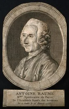 Antoine Baum. Engraving by A. de St. Aubin after C. N. Cochin, 1772. Stock Illustration