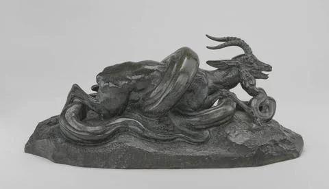 Antoine Louis Barye, Python Crushing a Gazelle, model c 1841, cast by 1873... Stockfoto's