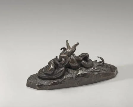 Antoine Louis Barye, Python Crushing a Crocodile, model 1841, cast by 1873... Stockfoto's