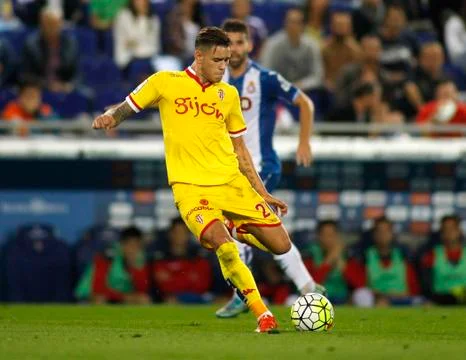 Antonio Sanabria of Sporting Gijon Stock Photos