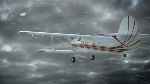The antonov An-2 bi-plane fly in bad weather. Old white retro plane. Stock Footage 58720352