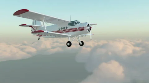 The antonov An-2 bi-plane fly in sky. Old white retro plane. Stock Footage 58720544