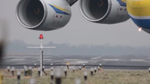 Antonov an-225 turning before start Stock Footage 168049525
