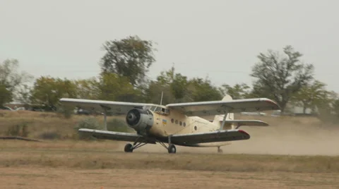 Antonov An-2R taking off from airfield Stock Footage 38568191