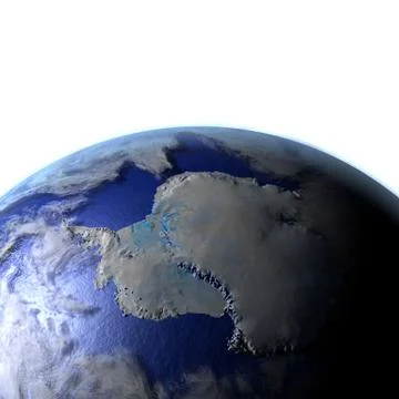 Antractic on realistic model of Earth Stock Illustration