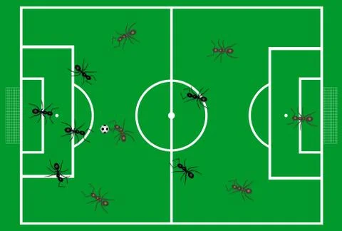 Ants are playing soccer Stock Illustration