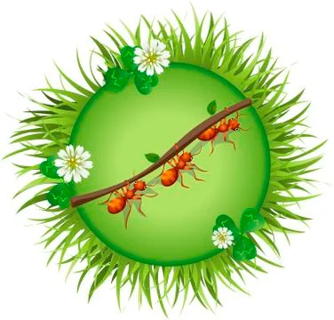 Ants are pulling straws Stock Illustration