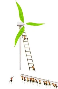 Ants build windmills Stock Illustration