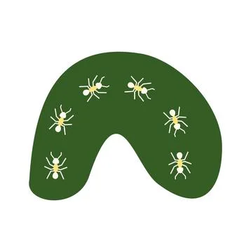 Ants crawling on a green leaf showing teamwork concept Stock Illustration