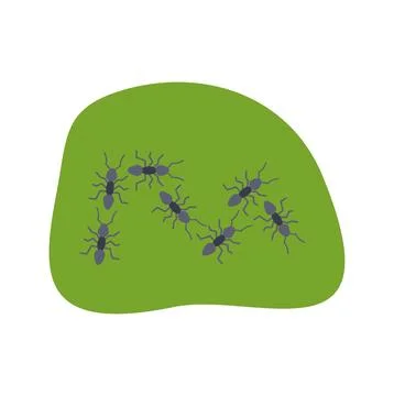 Ants forming the letter n on green background Stock Illustration