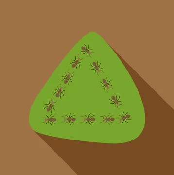 Ants forming triangle shape on green leaf Stock Illustration