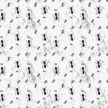 Ants group isolated on white background. Seamless vector illustration Illustrazione stock