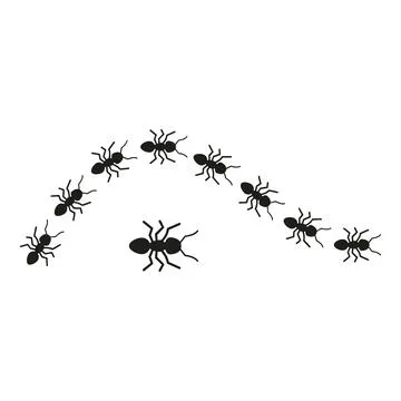 Ants marching in a line forming an arch Stock Illustration