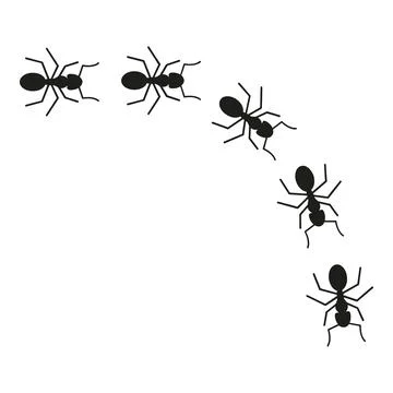 Ants marching in line forming a path Illustrazione stock