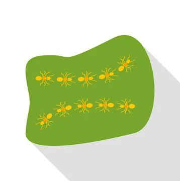 Ants marching in line on green background Stock Illustration