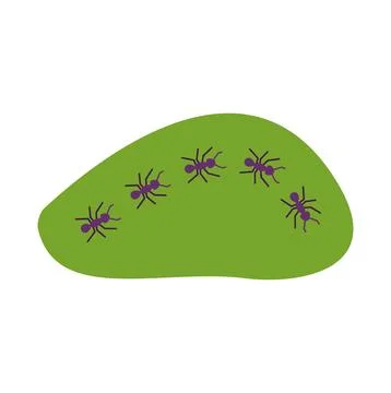 Ants marching in line on green grass Stock Illustration