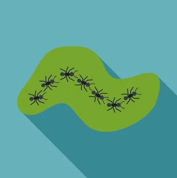 Ants marching in line on green path Illustrazione stock