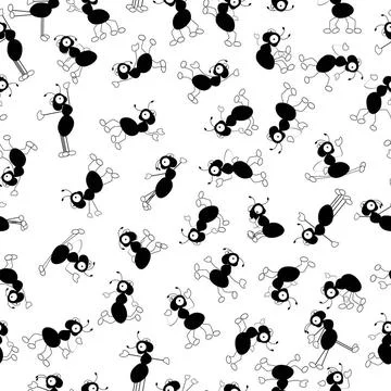 Ants pattern seamless Seamless pattern with falling ants. Isolated objects... Foto stock