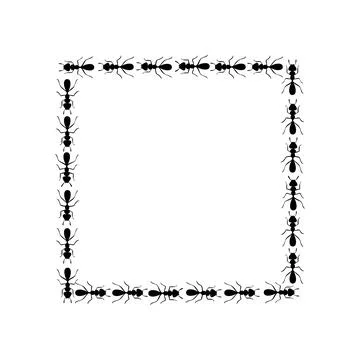 Ants square border. Ants forming rectangular shape isolated in white background Stock Illustration