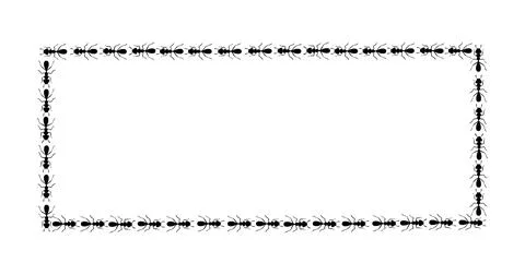 Ants square border. Ants forming rectangular shape isolated in white background Stock Illustration