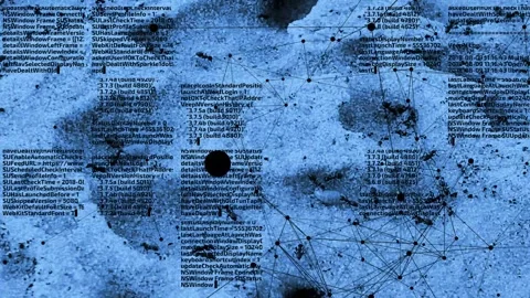 Ants on a Tech Mission. Running Ants Coding Network. Computer security. Blue Stock Footage 242427074