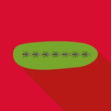 Ants walking in line on green path Stock Illustration