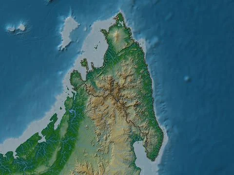 Antsiranana, Madagascar. Colored elevation map with lakes and rivers Stock Illustration