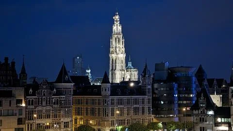 Antwerp evening view Stock Photos