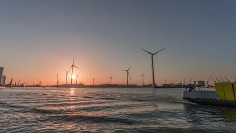Antwerp Harbor Timelapse Sunset Stock Footage 133493505