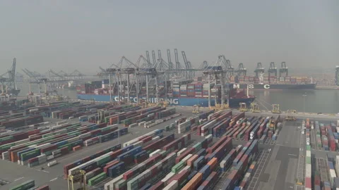 Antwerp harbour drone shot Stock Footage 168908466